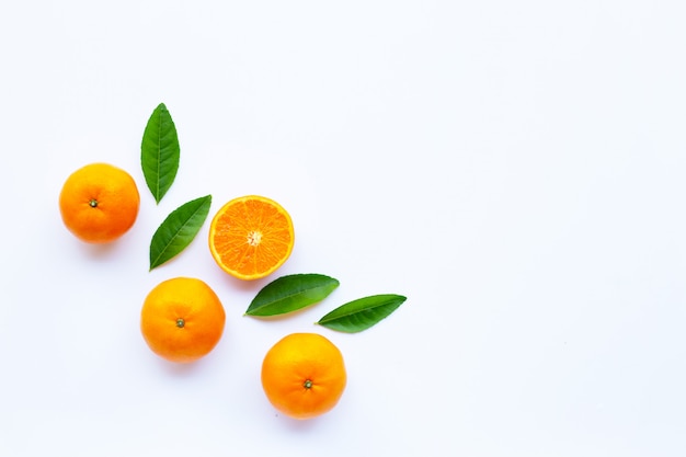 Fresh orange citrus fruit on white.