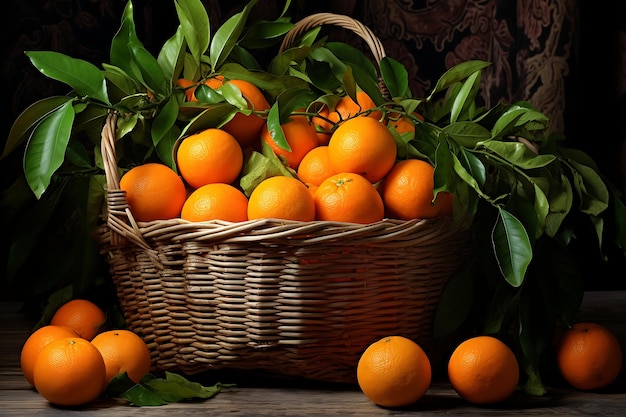 Fresh Orange fruit in a basket