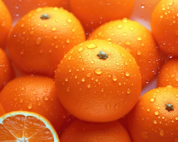 Fresh orange fruit flying in studio background restaurant and garden background