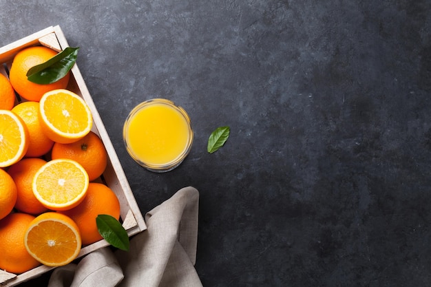 Fresh orange fruits and juice