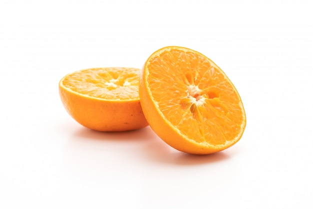 Fresh orange fruits on white background