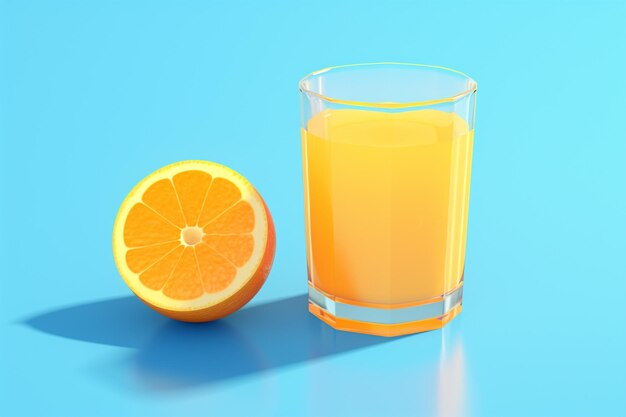 Fresh orange juice in a glass and fresh orange