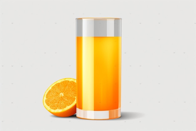 Fresh orange juice glass isolated on transparent background