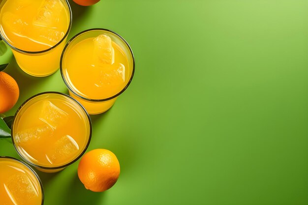 Fresh orange juice in glasses on background Ai Generated