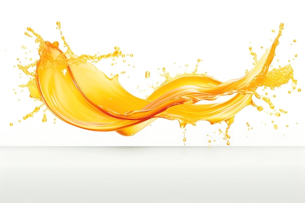 Fresh orange juice splash wave on a white background