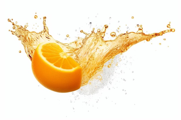 Fresh orange juice splash wave on a white background