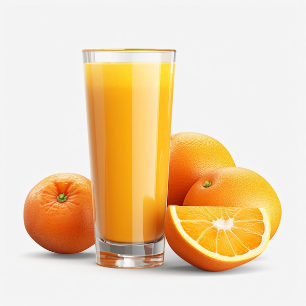 fresh orange juice with fruits transparent background