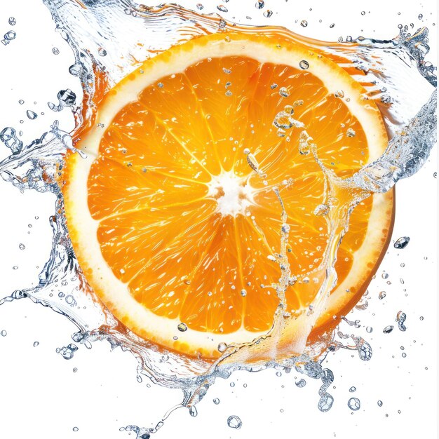 Photo fresh orange slices splash into the water