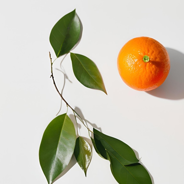 Photo fresh orange with leaf vibrant and juicy citrus fruit