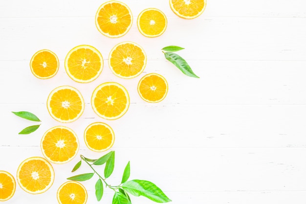 Fresh oranges on white background