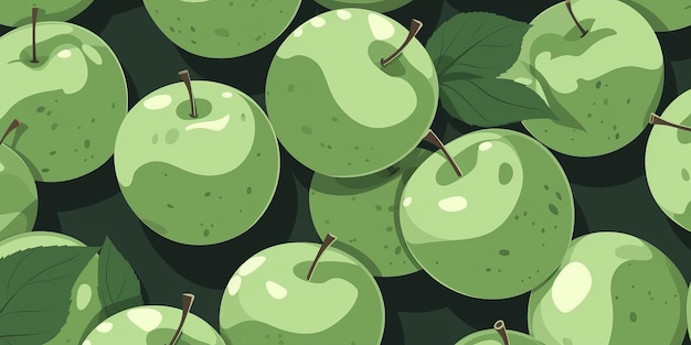 Fresh Organic Apple Fruit Horizontal Background Illustration