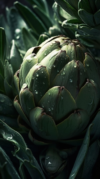 Fresh Organic Artichoke Vegetable Vertical Background