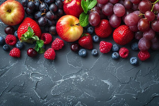 Fresh organic assorted fruits and berries