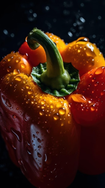 Fresh Organic Bell Pepper Vegetable Vertical Background