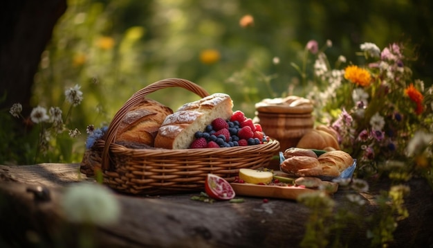 Fresh organic berries a healthy picnic snack generated by AI