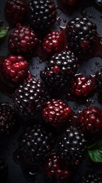 Fresh Organic Blackberry Berry Vertical Background