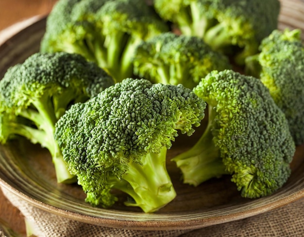 Fresh and organic broccoli florets that are nutritious and green