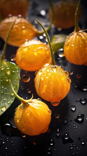 Fresh Organic Cape Gooseberry Berry Vertical Background