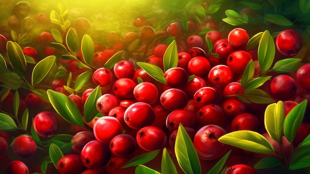 Fresh Organic Cranberry Berry Horizontal Background Illustration