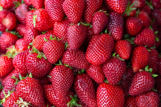 Fresh, organic, delicious fruit; strawberry in market