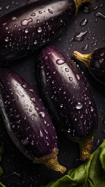 Fresh Organic Eggplant Vegetable Vertical Background