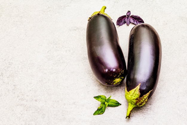 Fresh organic eggplants