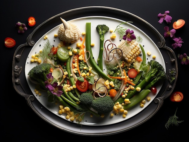 Fresh organic fruits and vegetables in bowls on a table