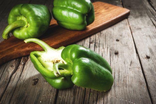 Fresh organic green peppers