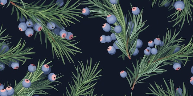 Fresh Organic Juniper Berry Horizontal Background Illustration