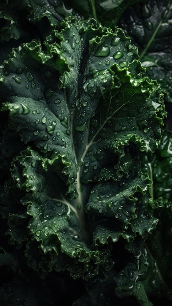 Fresh Organic Kale Vegetable Vertical Background