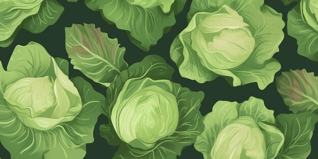 Fresh Organic Lettuce Vegetable Horizontal Background Illustration