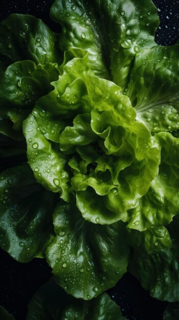 Fresh Organic Lettuce Vegetable Vertical Background