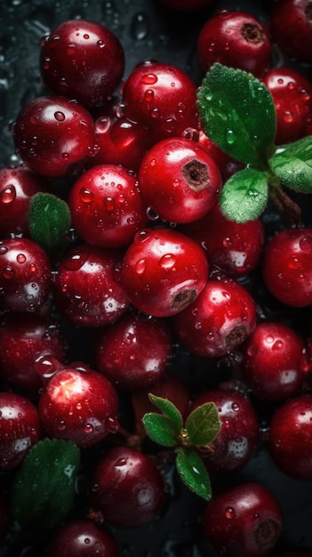 Fresh Organic Lingonberry Berry Vertical Background