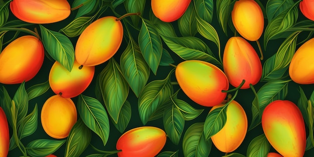 Fresh Organic Mango Fruit Horizontal Background Illustration