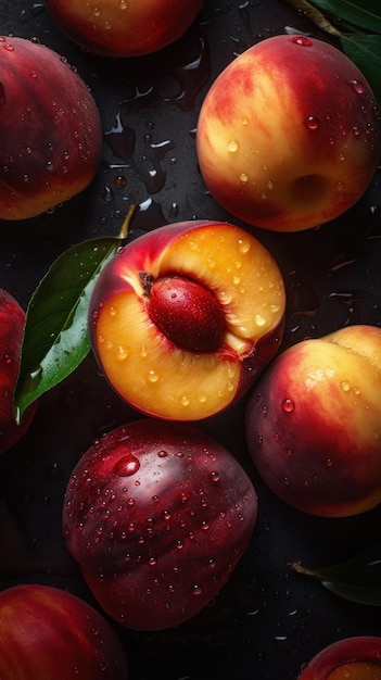 Fresh Organic Nectarine Fruit Vertical Background