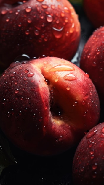 Fresh Organic Nectarine Fruit Vertical Background