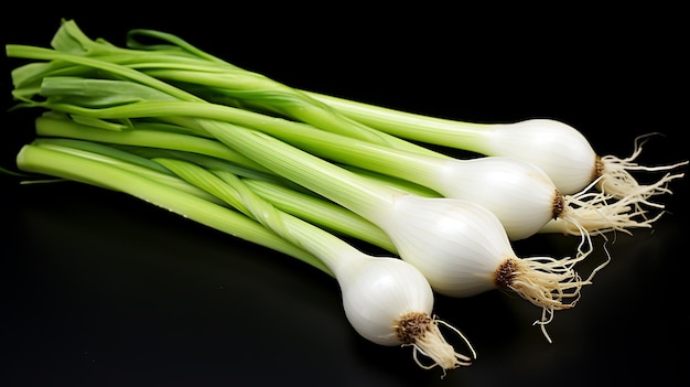 Fresh organic onions on black background