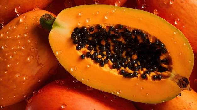 Fresh organic papaya fruit horizontal background