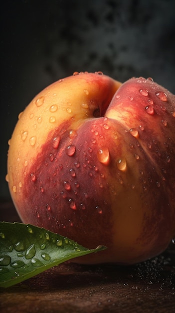 Fresh Organic Peach Fruit Vertical Background