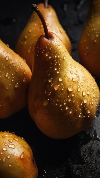 Fresh Organic Pear Fruit Vertical Background