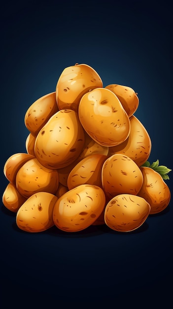 Fresh Organic Potatoes Vegetable Vertical Trendy Illustration