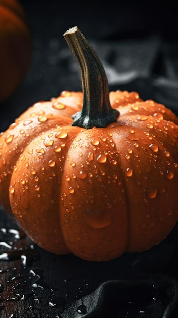 Fresh Organic Pumpkin Vegetable Vertical Background