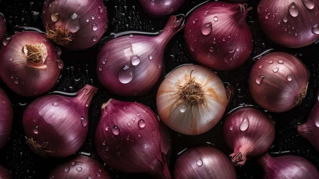 Fresh organic shallot vegetable horizontal background