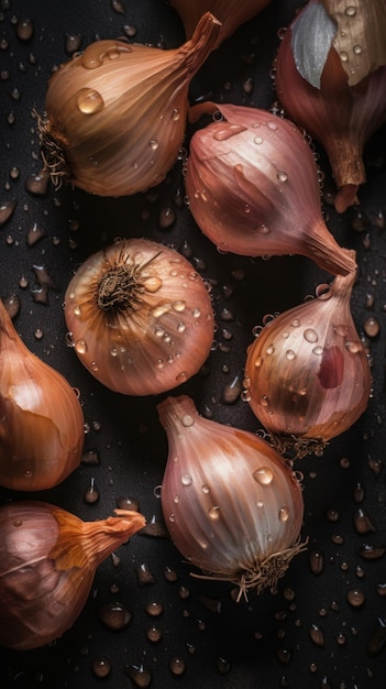 Fresh Organic Shallot Vegetable Vertical Background