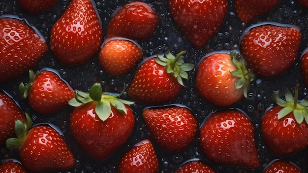 Fresh organic strawberry berry horizontal background