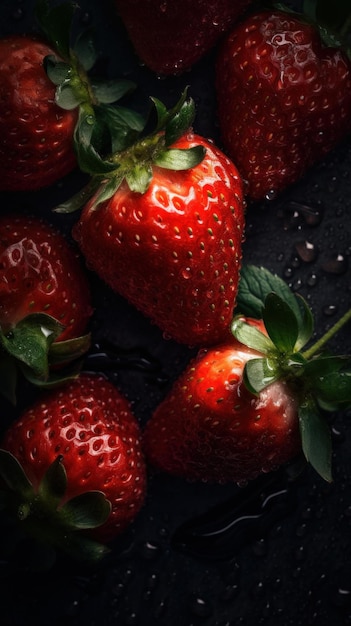 Fresh Organic Strawberry Berry Vertical Background