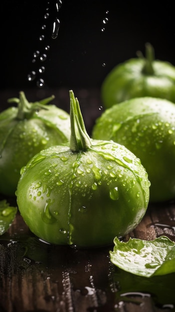 Fresh Organic Tomatillo Vegetable Vertical Background