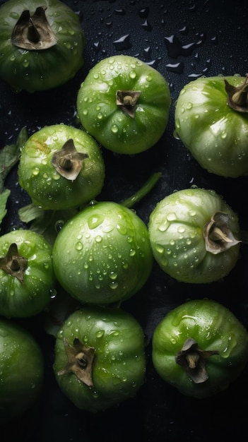 Fresh Organic Tomatillo Vegetable Vertical Background