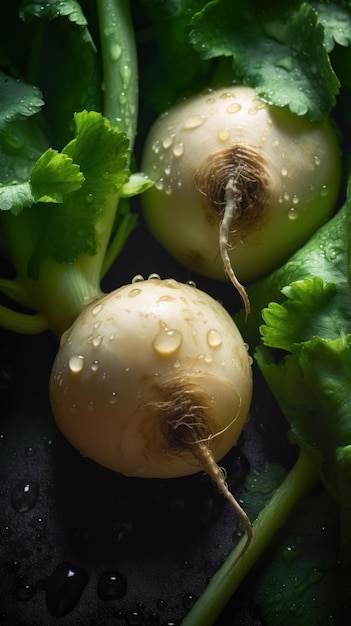 Fresh Organic Turnip Vegetable Vertical Background