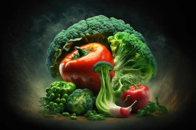 Fresh organic vegetable with nature Made by AIArtificial intelligence